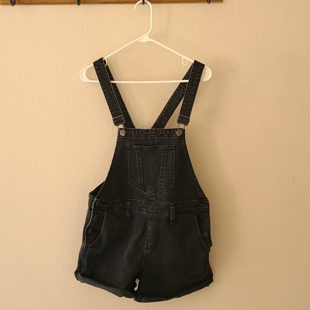 Black denim overalls